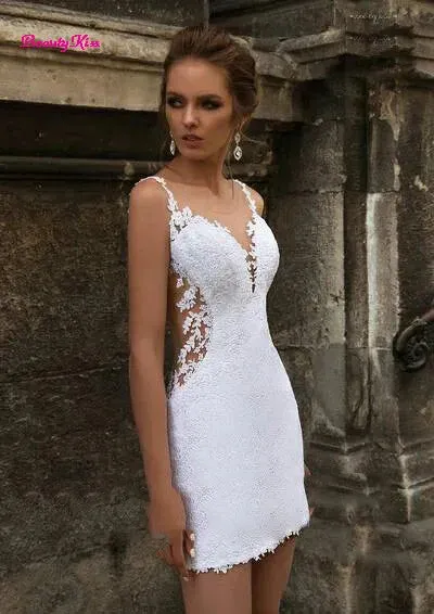 Wedding Dress with Detachable Train Three Pieces 3 in 1 Lace Applique Sheer
