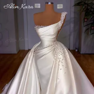 Wedding Dresses for women Pearls Mermaid Detachable Train Bridal Gown