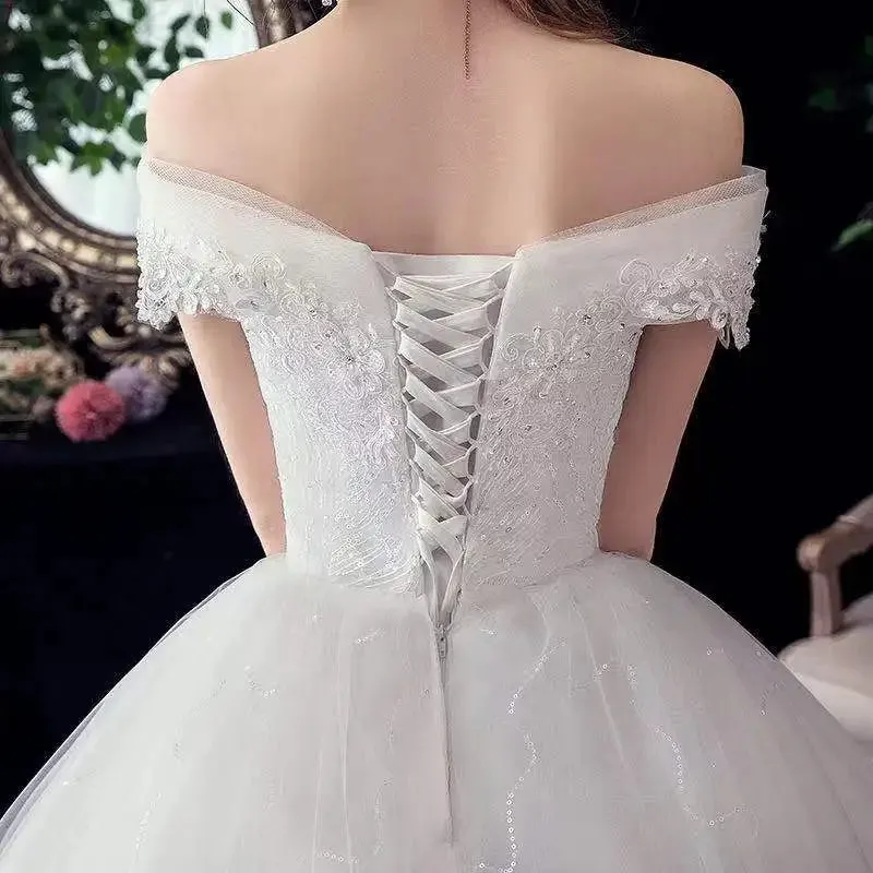 Wedding Dresses Illusion V-Neck Short Tulle Sequined Embroidery Beading
