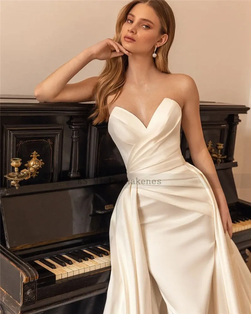 Wedding Dresses Mermaid Satin Church Bride Dress