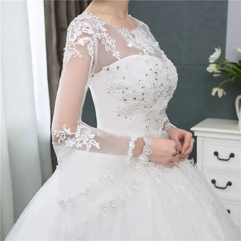 Wedding Dresses Simple O-neck Back Lace Up Wedding Gown