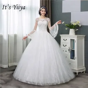 Wedding Dresses Simple O-neck Back Lace Up Wedding Gown