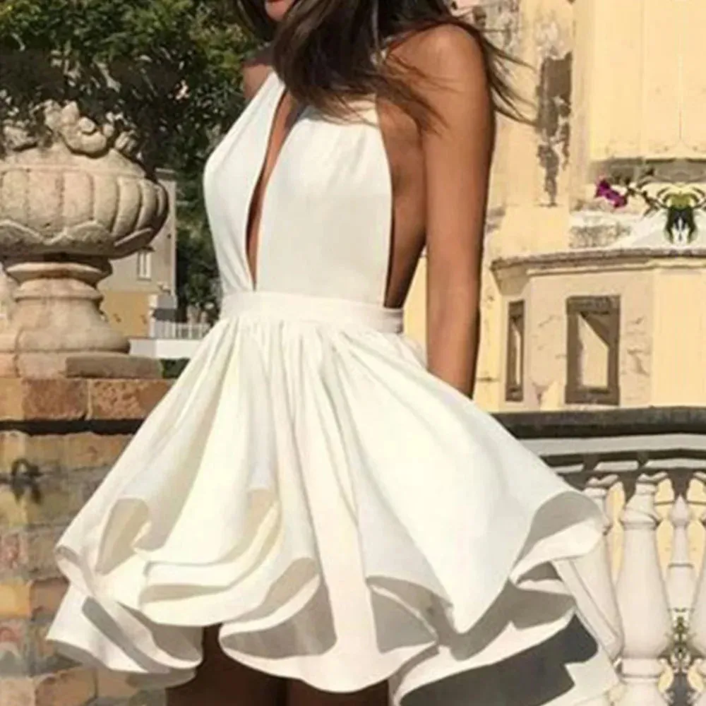 Wedding Guest Dresses: Short Wedding Dress For Bride Sleeveless A-Line Bridal Gown