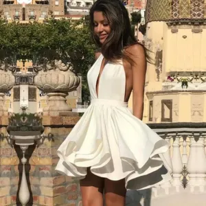 Wedding Guest Dresses: Short Wedding Dress For Bride Sleeveless A-Line Bridal Gown