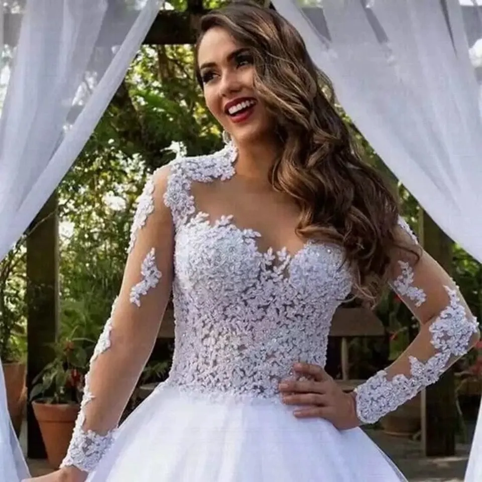 white  and Ivory Women Long Train Wedding Dress