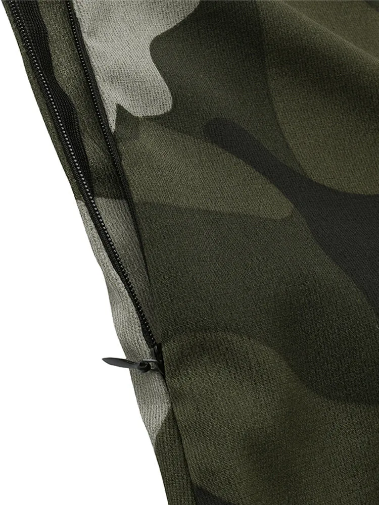 Women Loose Camouflage Print Sleeveless Harem Pants Jumpsuit with Side Pockets
