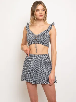 WOMEN'S 2PC RUFFLE LACE UP SET