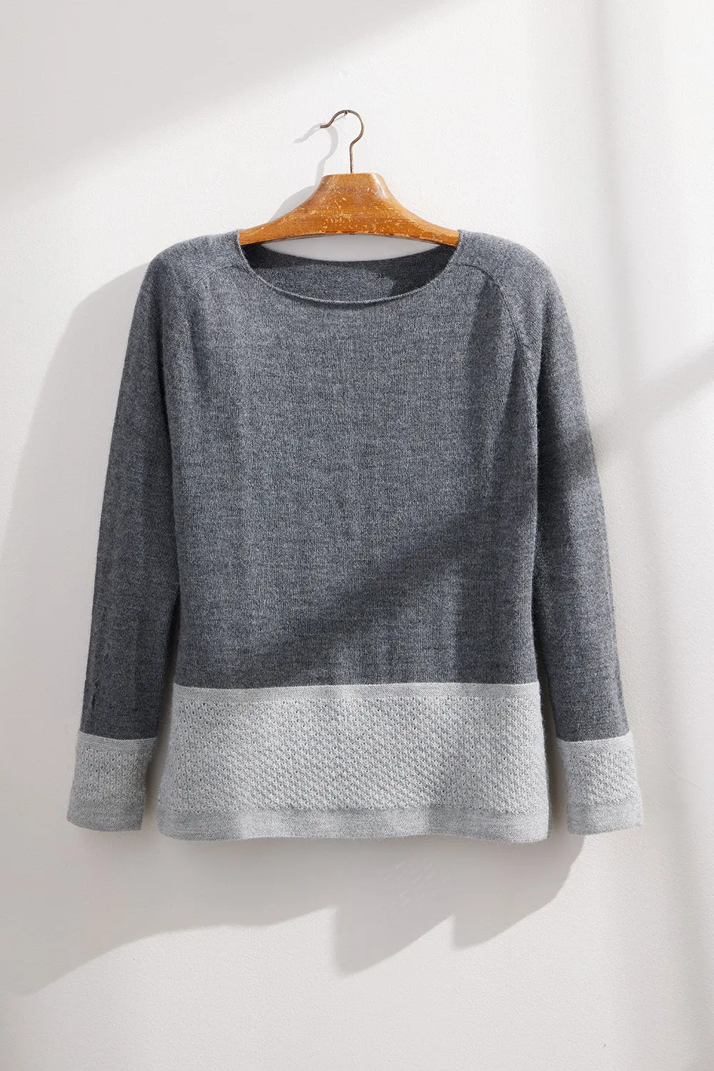 Women's Baby Alpaca Color Block Sweater