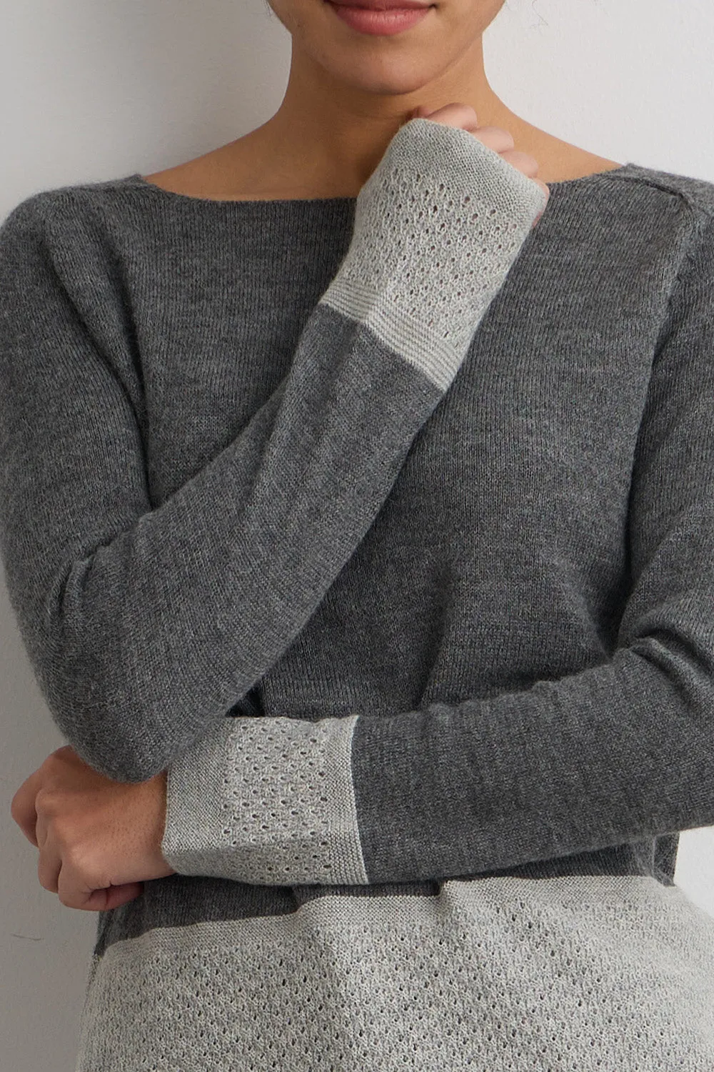 Women's Baby Alpaca Color Block Sweater
