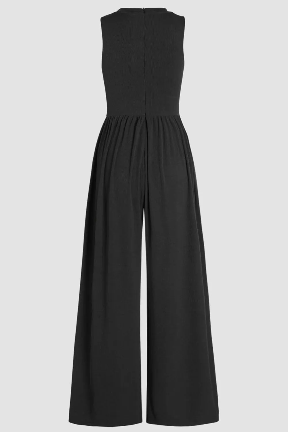 Women's Cinched Waist Sleeveless Wide Leg Jumpsuit